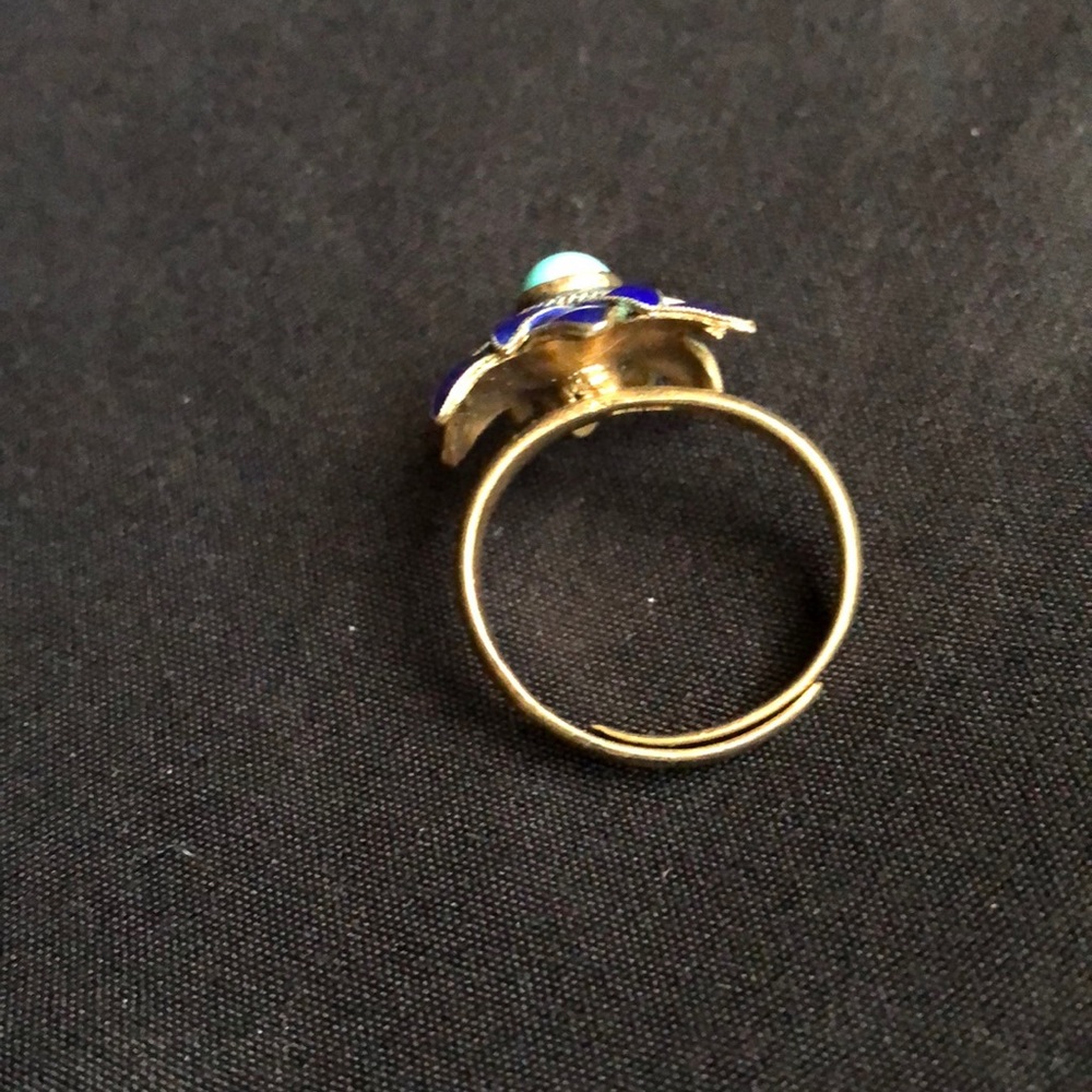 Blue Floral Cloisonne Ring - Picture 6 of 16